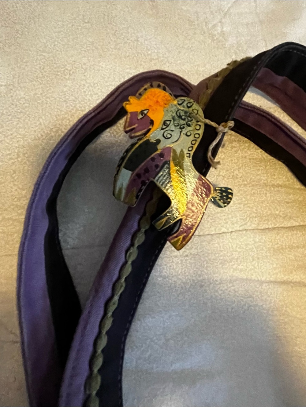 Laurel Burch Purple and Green Horse Panel Tote - Picture 5 of 9